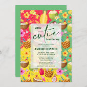 夏のカラフルフルーツ小さなかわいこちゃん赤ちゃんシャワー 招待状 (正面/裏面)