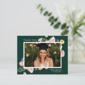 夏のカラフルフローラ卒業写真ありがとう ポストカード (スタンド正面)