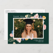 夏のカラフルフローラ卒業写真ありがとう ポストカード (正面/裏面)