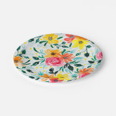 夏のカラフルフローラ水の色パターン ペーパープレート (アングル)
