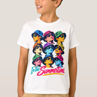 夏のカラフルポップアートキッズTシャツ Tシャツ