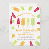 夏のカラフルポプシクルパーティの招待状 招待状 (正面/裏面)