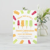 夏のカラフルポプシクルパーティの招待状 招待状 (スタンド正面)