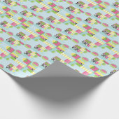 夏のカラフルモザイク、スイカのキウイフルーツ ラッピングペーパー (角)