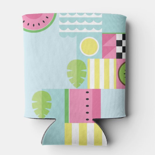 夏のカラフルモザイク、スイカのキウイフルーツ 缶クーラー (裏面)