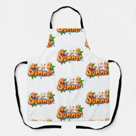 夏のカラフル文字とビーチ エプロン