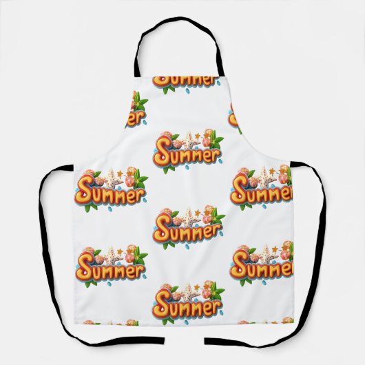 夏のカラフル文字とビーチ エプロン (正面)