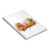 夏のカラフル文字とビーチ ノートブック (右側)