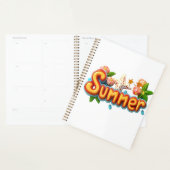夏のカラフル文字とビーチ プランナー手帳 (ディスプレー)