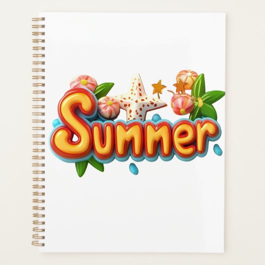 夏のカラフル文字とビーチ プランナー手帳 (正面)