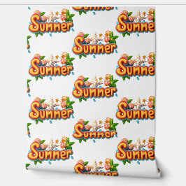 夏のカラフル文字とビーチ 壁紙