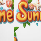 夏のカラフル文字とビーチ 壁紙 (縫い目)