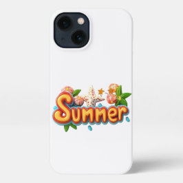 夏のカラフル文字とビーチ iPhone 13ケース