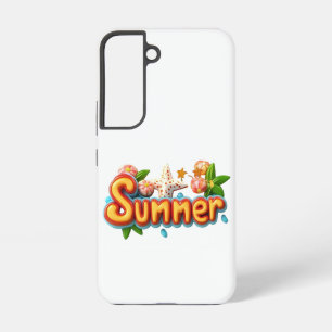 夏のカラフル文字とビーチ SAMSUNG GALAXY S22ケース
