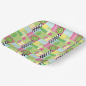 夏のカラフル果実ピンク色の緑のモザイク ペーパープレート (傾斜あり)