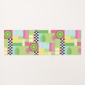 夏のカラフル果実ピンク色の緑のモザイク ヨガマット (裏面(横))