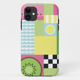 夏のカラフル果実ピンク色の緑のモザイク iPhone 11 ケース