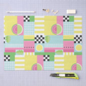 夏のカラフル果実モザイク模様 薄葉紙 (クラフト)