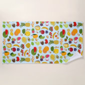 夏のカラフル果実模様 ビーチタオル (正面)