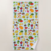 夏のカラフル果実模様 ビーチタオル (正面)