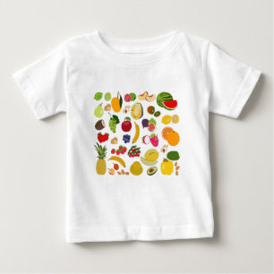 夏のカラフル果実模様 ベビーTシャツ