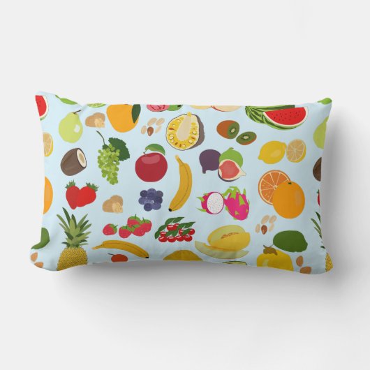 夏のカラフル果実模様 ランバークッション (正面)