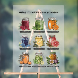 夏のカラフル水色のフルーツハーブアートフロステッド アクリルサイン