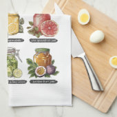 夏のカラフル水色フルーツジャムメイソンジャー キッチンタオル (四つ折り)