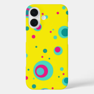 夏のカラフル泡ドット黄色の新鮮なパターン iPhone 16ケース