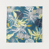 夏のカラフル熱帯葉林のと果物  タペストリー (正面(横))