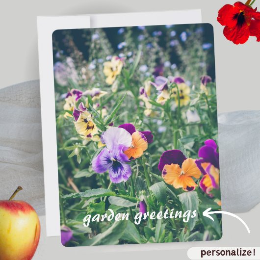 夏のカラフル田舎庭のパンジー シーズンカード