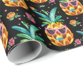 夏のカラフル眼鏡パターンのパイナップル ラッピングペーパー (ロールコーナー)