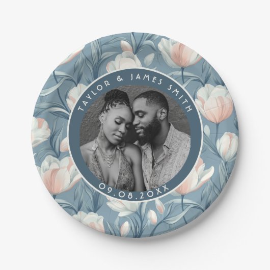 夏のカラフル結婚披露宴のチューリッププレート ペーパープレート (正面)