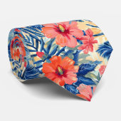 夏のカラフル花ハイビスカスフローラルパターン ネクタイ (ロール)