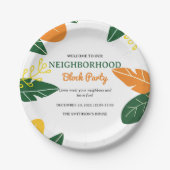 夏のカラフル近所のブロックパーティー ペーパープレート (正面)