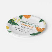 夏のカラフル近所のブロックパーティー ペーパープレート (アングル)