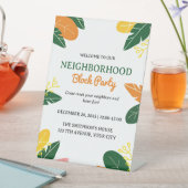 夏のカラフル近所のブロックパーティー 台座サイン (インサイチュ)