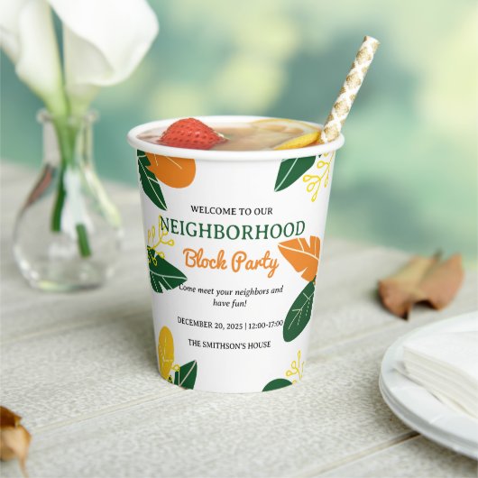 夏のカラフル近所のブロックパーティー 紙コップ (インサイチュ)
