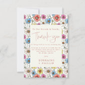 夏のカラフル野生の花のパタ結婚ーン サンキューカード (正面)