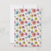 夏のカラフル野生の花のパタ結婚ーン サンキューカード (裏面)