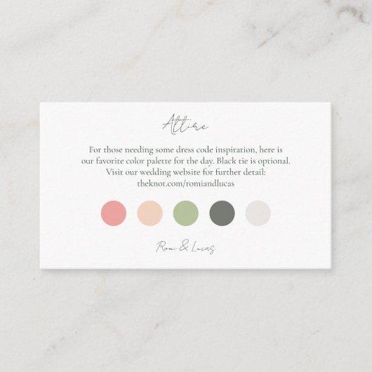 夏のカラードット結婚の衣装ドレスコード エンクロージャーカード (正面)