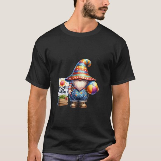 夏のガイコツお父さん ビーチボールで楽しく過ごそう Tシャツ (正面)