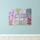夏のガーデンベンチ キャンバスプリント (インサイチュ (ウッドフロア))