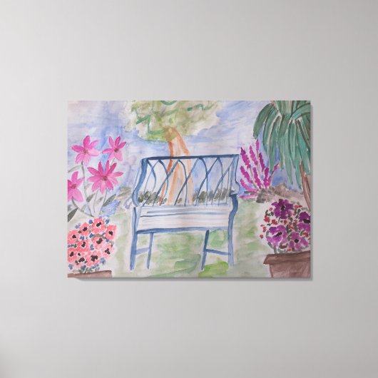 夏のガーデンベンチ キャンバスプリント (正面)