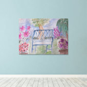 夏のガーデンベンチ キャンバスプリント (インサイチュ (ウッドフロア))