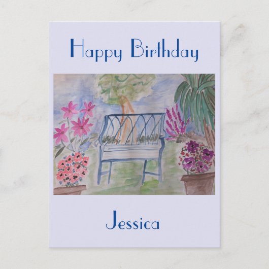 夏のガーデンベンチ ポストカード (正面)