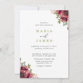 夏のガーデン水彩花の結婚式 招待状 (正面)