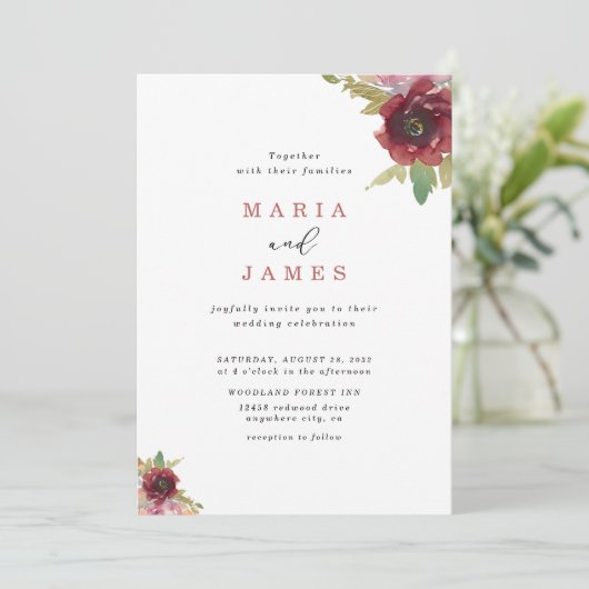 夏のガーデン水彩花の結婚式 招待状 (スタンド正面)