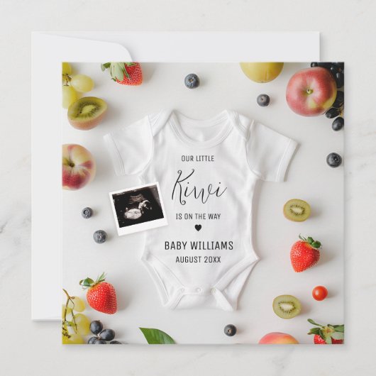 夏のキウイ妊娠発表 招待状 (正面)