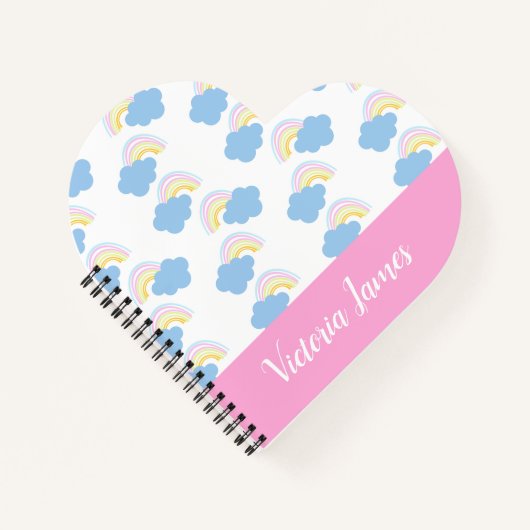 夏のキッズ虹と雲のパターン ノートブック (正面)